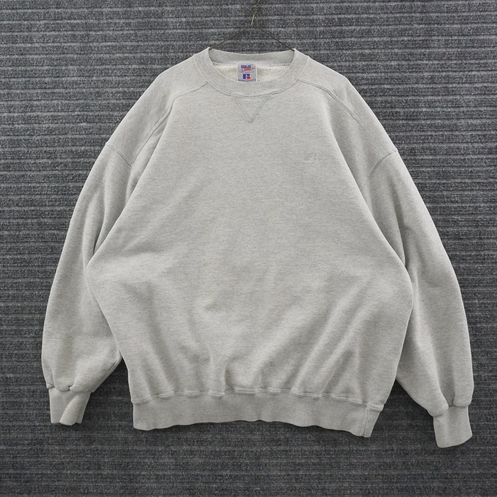 Vintage 90s Russell Athletic Sweatshirt XL Blank Gray High Cotton Made in USA
